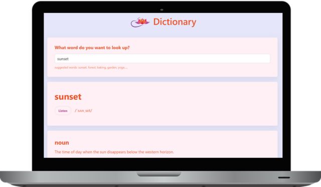 React Dictionary App Preview