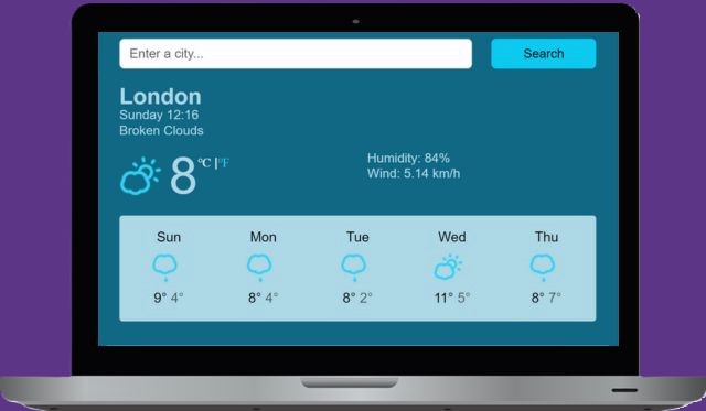 React Weather App Preview